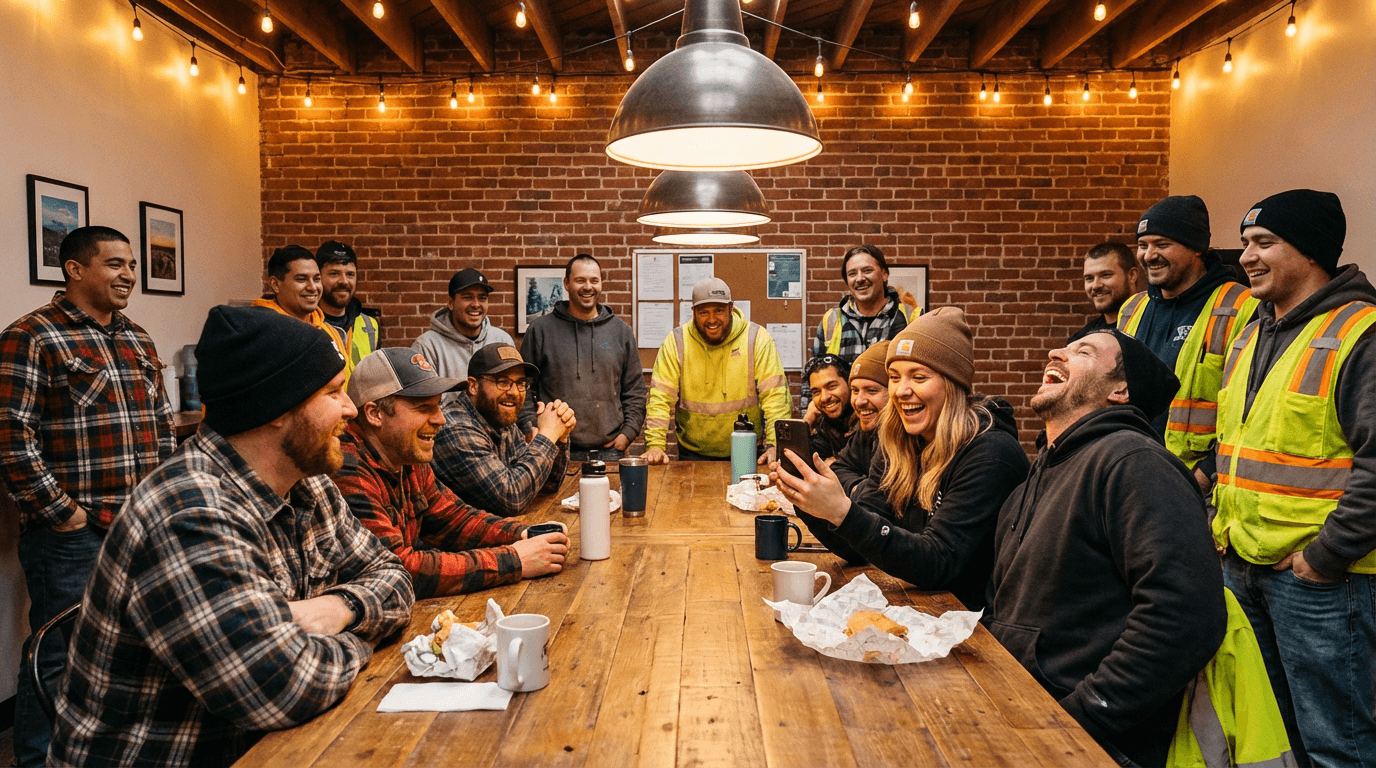 The CleverPak team laughing together during a break